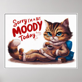 Gato Moody de Cartoon Bonito em PJs Poster