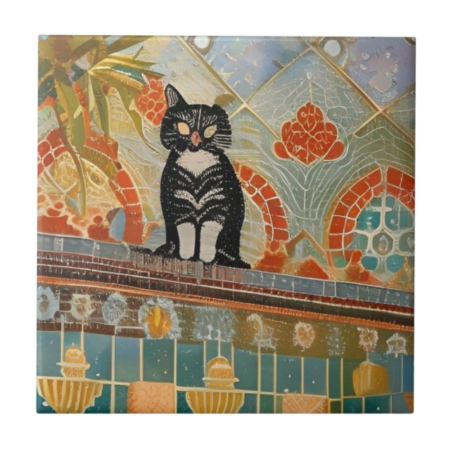 Gato-mosaico marroquino na abstrato (Frente)