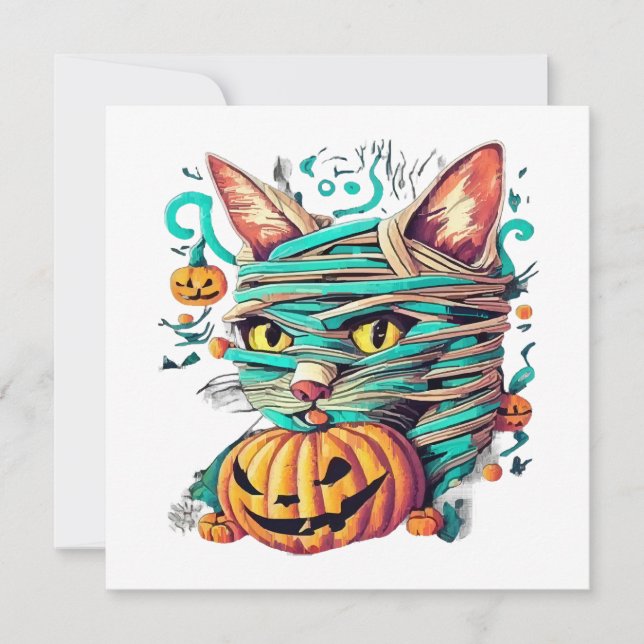Gato Múmia Divertido Halloween (Frente)