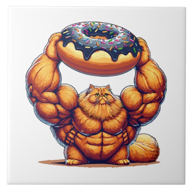 Gato Musculoso Levantando Donut (Frente)