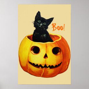 Gato na Abóbora Poster do Dia das Bruxas