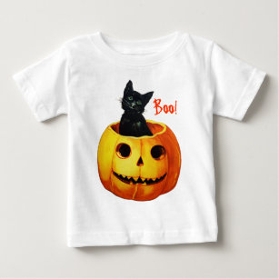 Gato na Camisa de Bebê do Pumpkin Halloween