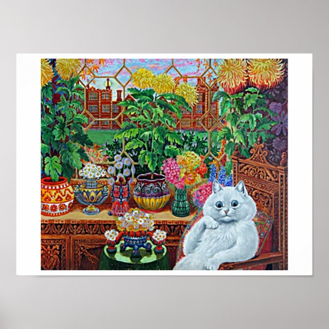 Gato na Sala do Jardim por Louis Wain Poster (Frente)