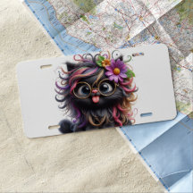 GATO NEGRO ADORÁVEL COM CABELO LOUCO