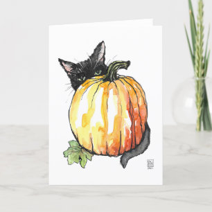 Gato Negro atrás de um Cartões de agradecimentos d