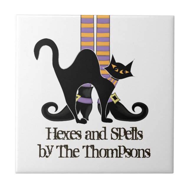 Gato Negro Bonito de Bruxas de Halloween (Frente)