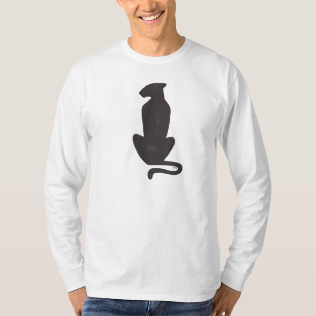 Gato Negro Camisa de manga branca comprida (Frente)