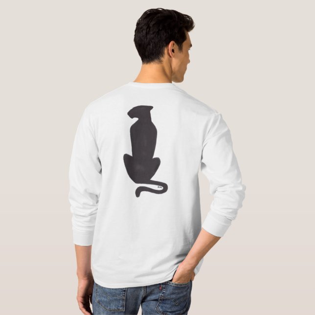 Gato Negro Camisa de manga branca comprida (Parte Traseira Completa)