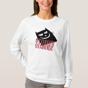 Gato negro, camiseta branca "ESTRANHA"