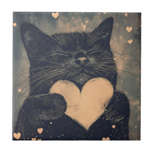Gato Negro com Coração Ouro - Amor Louco de Gato