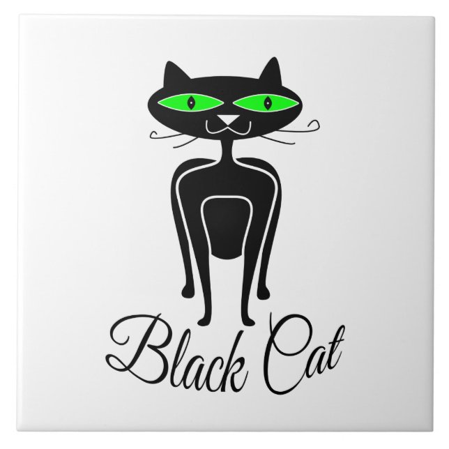 Gato negro com olhos verdes (Frente)