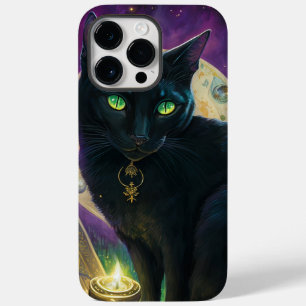 GATO NEGRO COM OLHOS VERDES E CANA