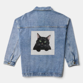 Gato negro Denim Jaqueta Trendy Cute