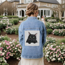 Gato negro Denim Jaqueta Trendy Cute