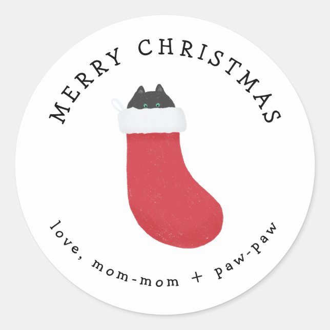 Gato negro em estocar adesivo de presentes (Frente)