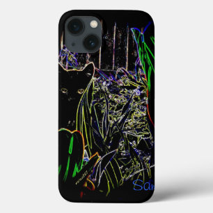 Gato Negro em um caso de iPad de Jardim Neon