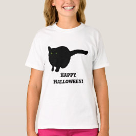 Gato Negro Feliz de Halloween com Camisas de Olhos