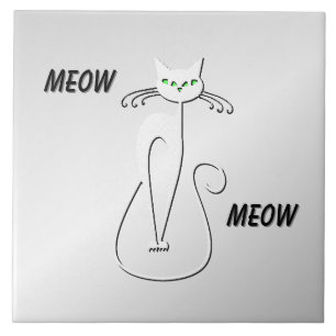Gato Negro linchado Miau Olhos Verdes em prata