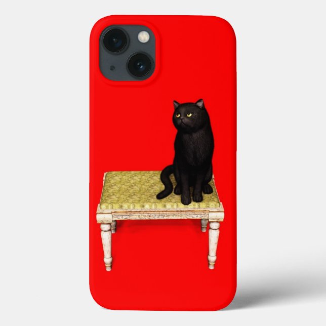 Gato negro na capas de iphone de casaco-rato (Verso)