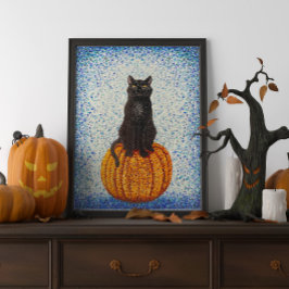 Gato Negro na Poster do Dia das Bruxas de Pumpkin