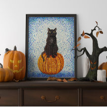 Gato Negro na Poster do Dia das Bruxas de Pumpkin