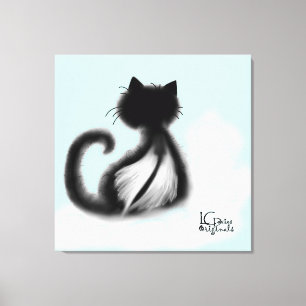 Gato Negro no Céu Canvas Esticada