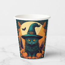 Gato Negro num Chapéu de Bruxas