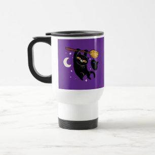 Gato Negro Prendendo Na Caneca de viagem Do Hallow