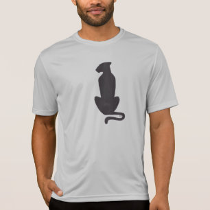 Gato Negro Silhouette cinza camiseta desportiva
