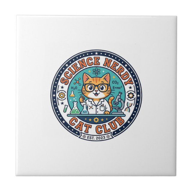 Gato Nerdy de Ciência Presente para Mãe de Gato -  (Frente)