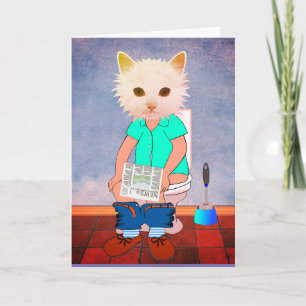 GATO NO BANHEIRO CARTÕES ENGRAÇADOS PENSANDO EM VO