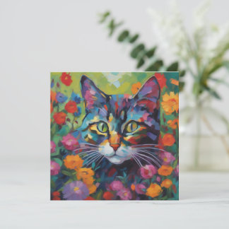 Gato no Cartão de Saudações do Jardim