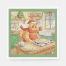 Gato Norueguês Fazendo Lefse de Natal, Guardanapos