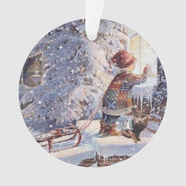 Gato nos enfeites de natal da neve (Frente)