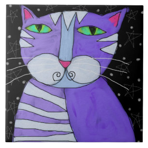 Gato numa pintura de Abstrato Starlit Night