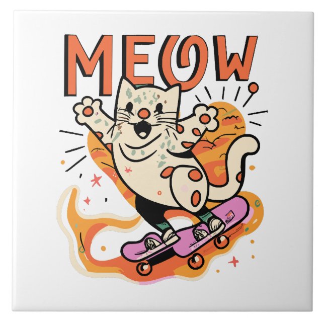 Gato Patinando Meow (Frente)