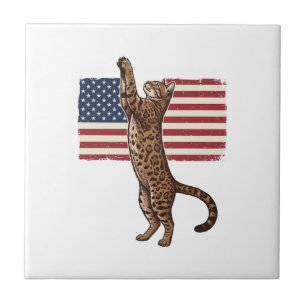 Gato Patriótico Bandeira Americana Design Vetorial