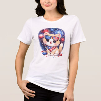Gato Patriótico Fofo 4 de Julho Kawaii