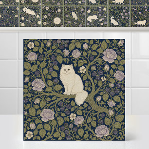 Gato Persa Branco William Morris Ramo de Arvorismo
