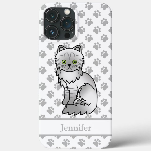 Gato Persa Cinza Chinchila Tabby Prata & Nome (Verso)