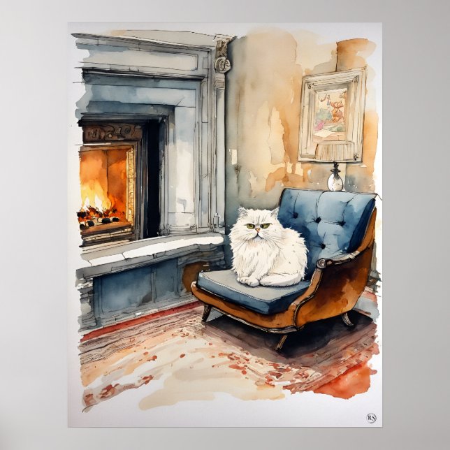 Gato Persa - Impressão de Arte de Gato (Frente)