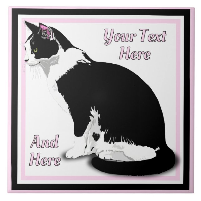 Gato Persa Tuxedo Preto e Branco Personalizado (Frente)