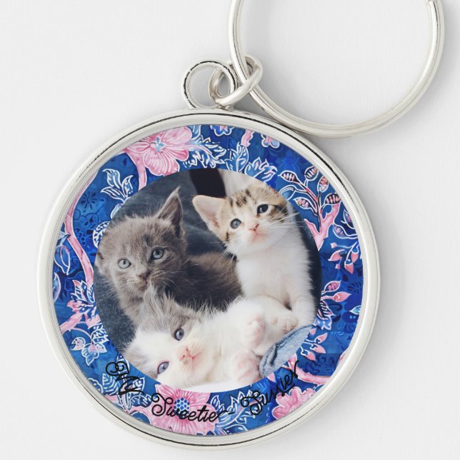 Gato Personalizado Fofo Mamãe Oferece Chaveiro de  (Frente)