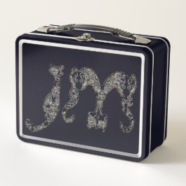 Gato Personalizado Monograma Font Metálico Abalone