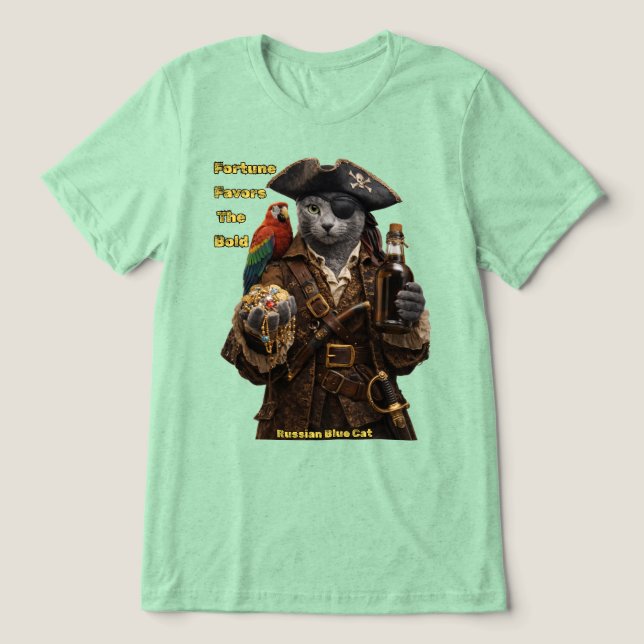 Gato Pirata Azul Russo – A Fortuna Favorece os Aud (Design frontal)
