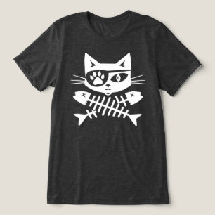 Gato Pirata Branco Jolly Roger Ossos de Peixe Cruz