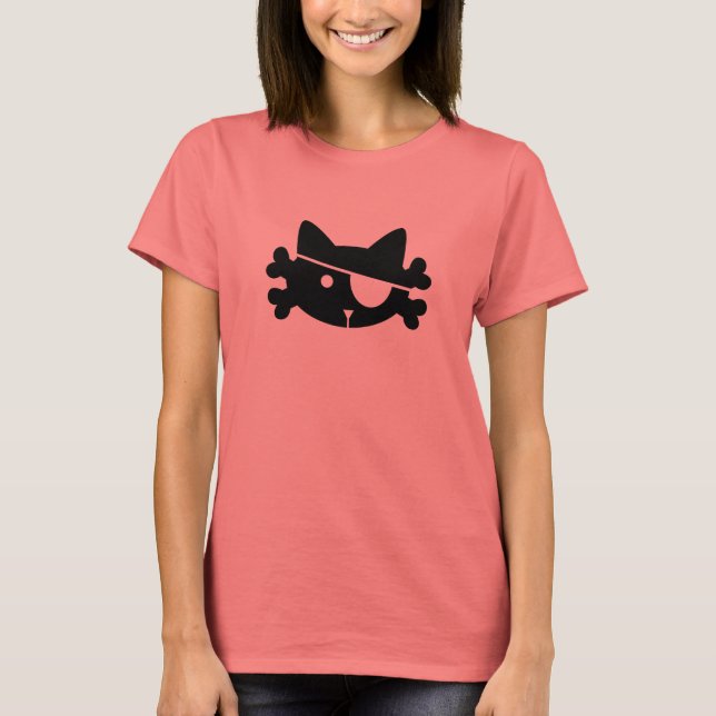 Gato Pirata Preto - Camiseta (Frente)