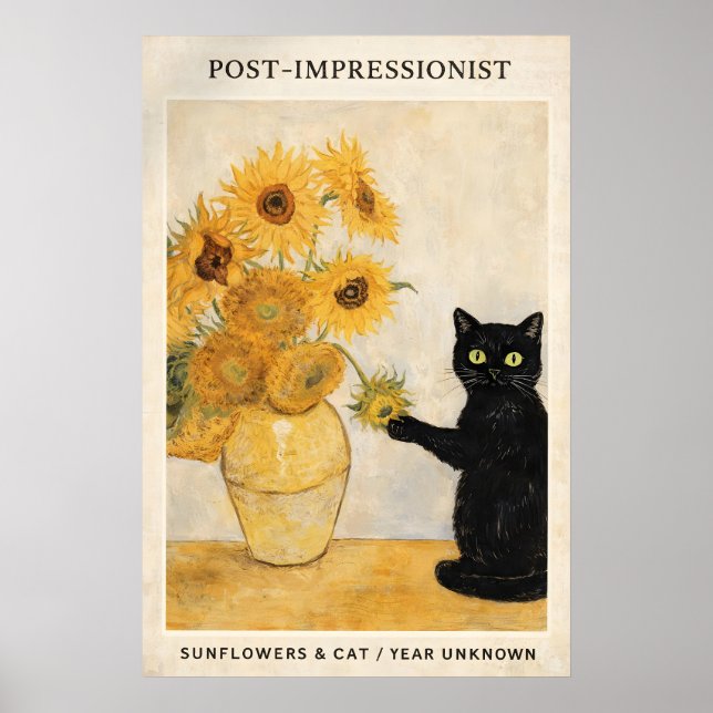 Gato Pós-Impressionista Impressão de Girassol, Van (Frente)