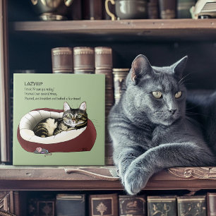 Gato preguiçoso Cama Verde Engraçado