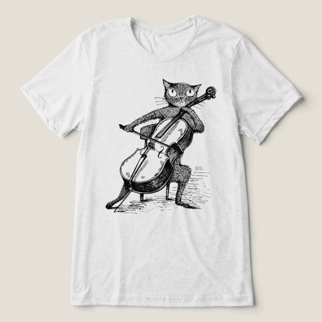 Gato Preto Antigo e Divertido Tocando Instrumento  (Design frontal)